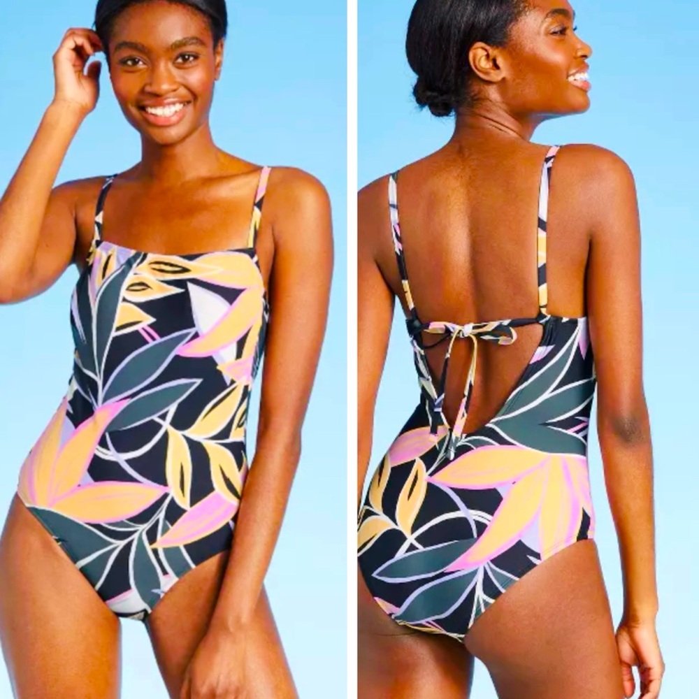 KONA SOL Blue & Pink Floral One Piece Swimsuit